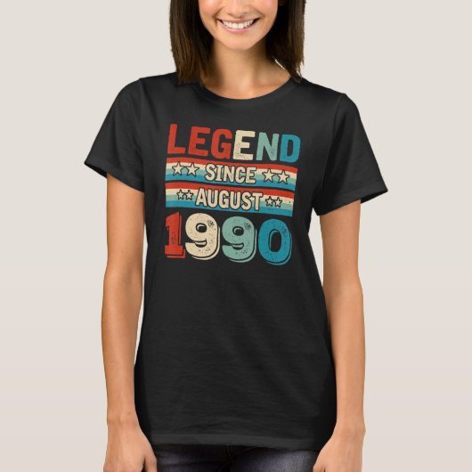 Legende sinds augustus 1990 Retro 32 jaar oud 32e T-shirt (Voorkant)