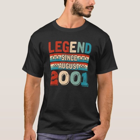 Legende sinds augustus 2001 Retro 21 jaar oud 21 j T-shirt (Voorkant)