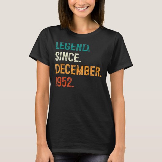 Legende sinds december 1952 70e dag 70 jaar oud t-shirt (Voorkant)