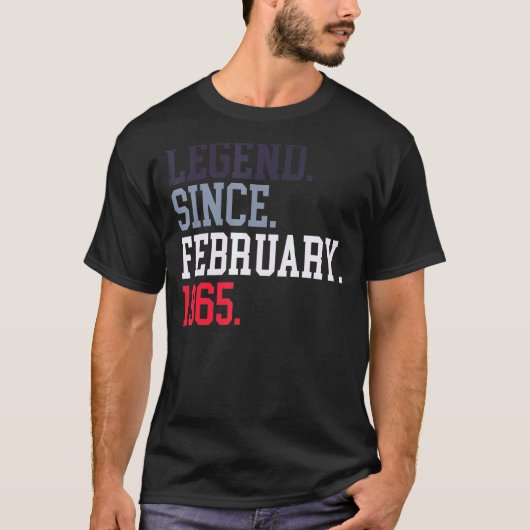 Legende sinds februari 1965 voor mannen februari t-shirt (Voorkant)