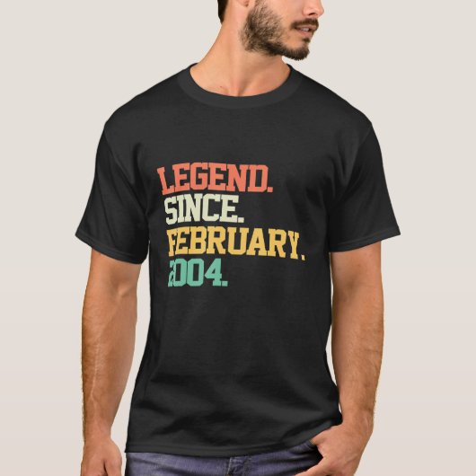 Legende sinds februari 2004 18e verjaardag 18 jaar t-shirt (Voorkant)