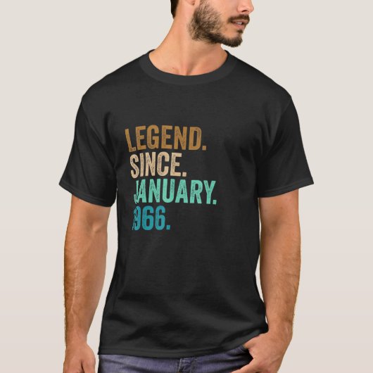 Legende sinds januari 1966 57 jaar oud 57e geboort t-shirt (Voorkant)
