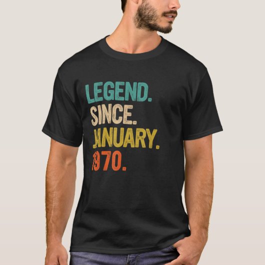 Legende sinds januari 1970 53 jaar oud en 53 jaar  t-shirt (Voorkant)