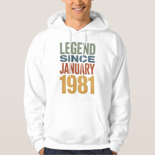 Legende sinds januari 1981 Retro Verjaardag Klassi Hoodie