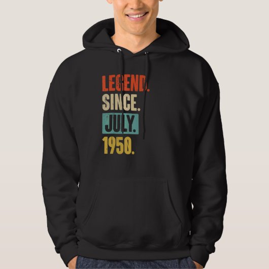 Legende sinds juli 1950 72 jaar oud 72e verjaardag hoodie (Voorkant)