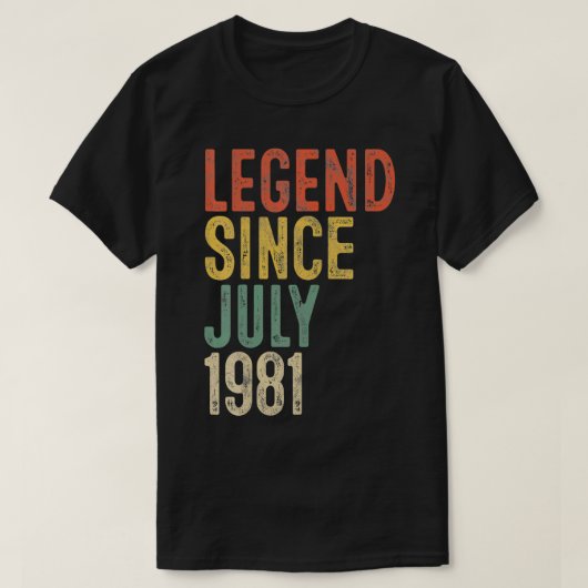 Legende sinds juli 1981 Mannen Vrouw 40e verjaarda T-shirt (Design voorkant)