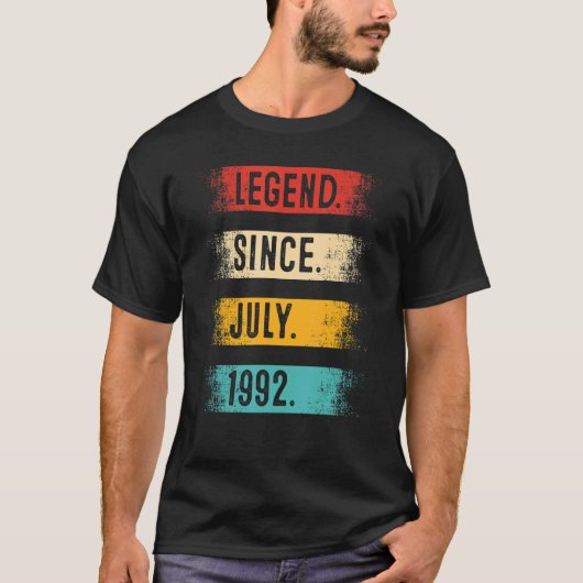 Legende sinds juli 1992 30 jaar oud 30e verjaardag t-shirt (Voorkant)