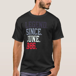 Legende sinds juni 1986 voor mannen juni 1986 t-shirt