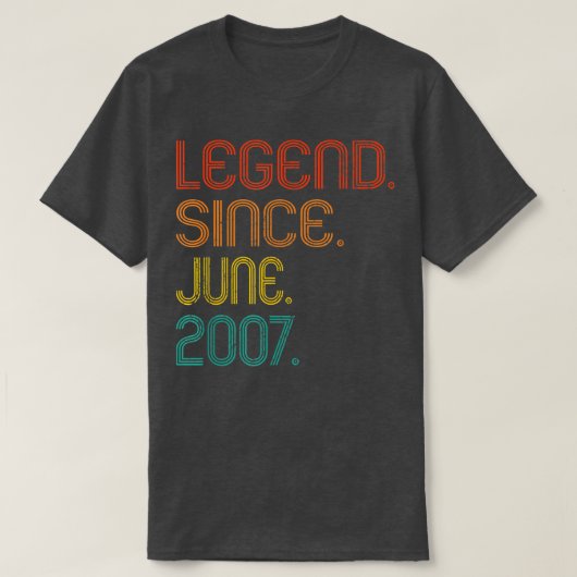 Legende sinds juni 2007 15e verjaardag 15 jaar oud t-shirt (Design voorkant)