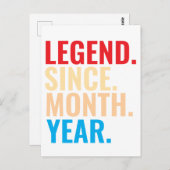 Legende sinds maand jaar verjaardag briefkaart (Voorkant / Achterkant)