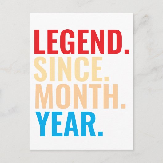 Legende sinds maand jaar verjaardag briefkaart (Voorkant)