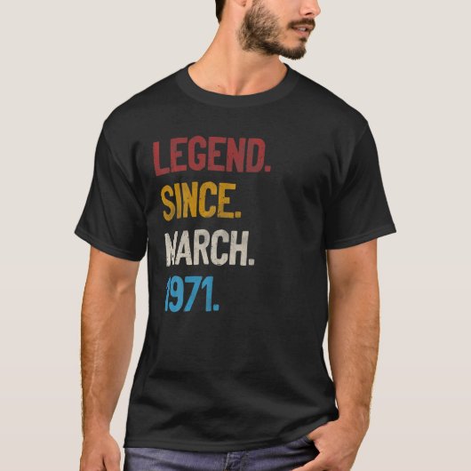 Legende sinds maart 1971 T-shirt 50e verjaardag ca (Voorkant)
