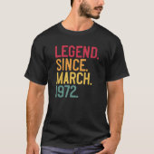 Legende sinds maart 1972 50e verjaardag 50 jaar t-shirt (Voorkant)