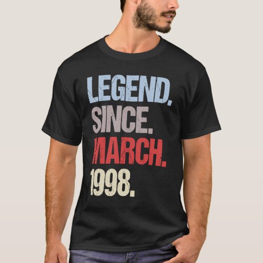 Legende sinds maart 1998  verjaardag t-shirt (Voorkant)