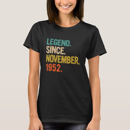 Legende sinds november 1952 70 jaar oud en 70 jaar t-shirt (Voorkant)