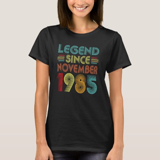 Legende sinds november 1985 37e geboortedag retro t-shirt (Voorkant)