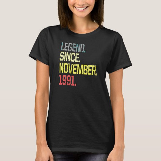 Legende sinds november 1991 Mannen Vrouwen  30 jaa T-shirt (Voorkant)