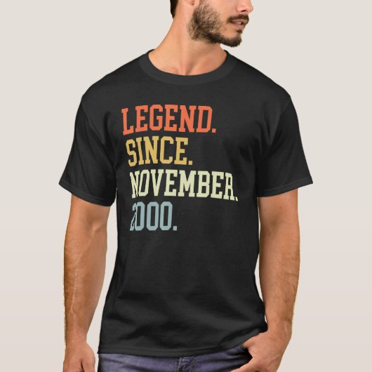 Legende sinds november 2000 voor mannen november 2 t-shirt (Voorkant)