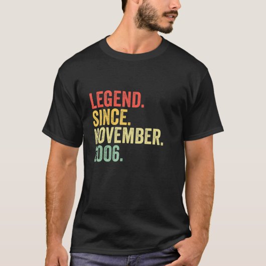Legende sinds november 2006 16e verjaardag 16 jaar t-shirt (Voorkant)
