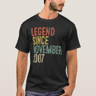 Legende sinds november 2007 14e verjaardag 14 jaar t-shirt