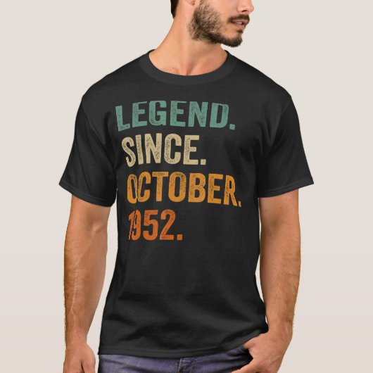 Legende sinds oktober 1952 70e verjaardag 70 jaar t-shirt (Voorkant)