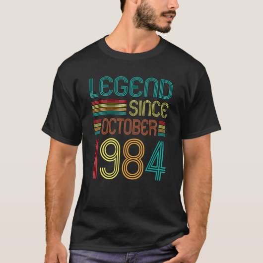 Legende sinds oktober 1984 38e geboortedag retro 3 t-shirt (Voorkant)