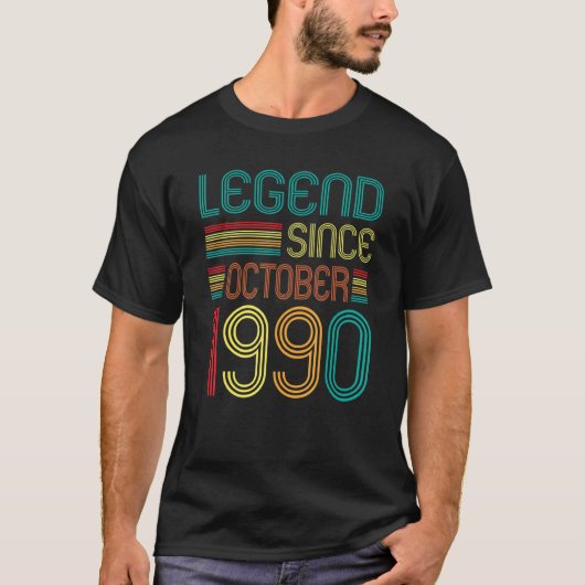 Legende sinds oktober 1990 32e verjaardag Retro 32 T-shirt (Voorkant)