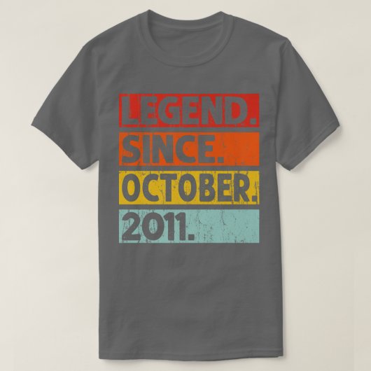 Legende sinds oktober 2011 11e verjaardag 11 jaar  t-shirt (Design voorkant)