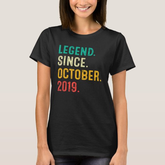Legende sinds oktober 2019 3e verjaardag 3 jaar ou t-shirt (Voorkant)