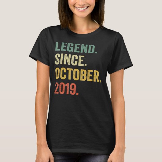 Legende sinds oktober 2019 3e verjaardag Gifts 3 Y T-shirt (Voorkant)