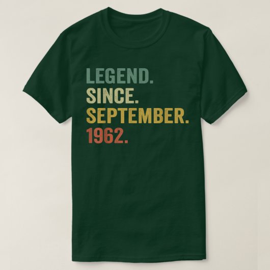 Legende sinds september 1962 60e dag cadeau 60 jaa t-shirt (Design voorkant)