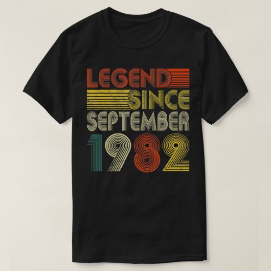 Legende sinds september 1982 Retro 40e verjaardag T-shirt (Design voorkant)