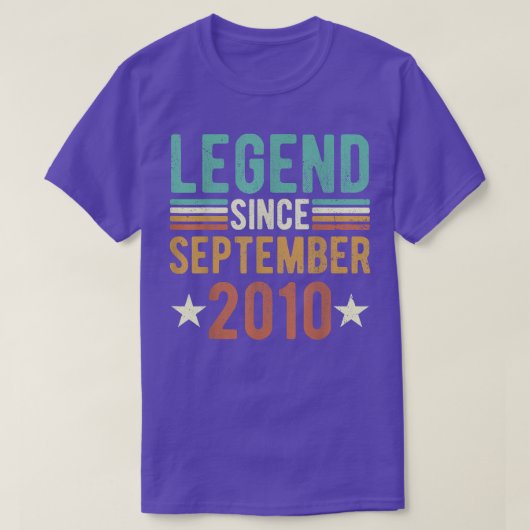 Legende sinds september 2010 shirt, twaalf jaar ou t-shirt (Design voorkant)