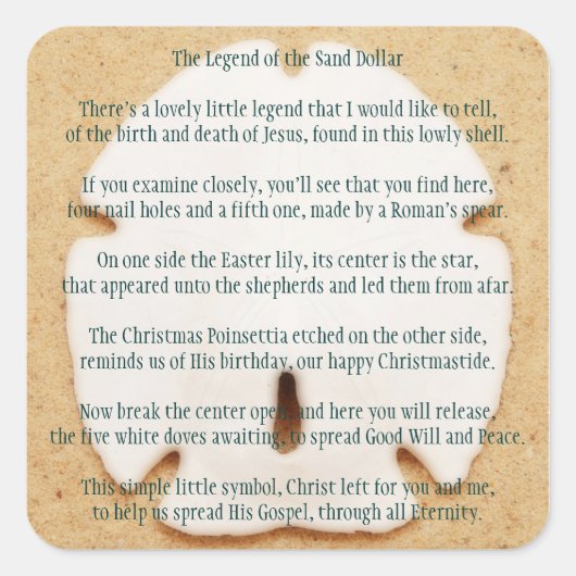 Legende van de Zanddollar Sticker (Voorkant)