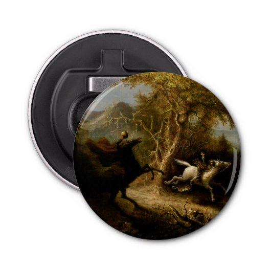 Legende van Headless Horseman Halloween Ghost Button Flesopener (Voorkant)