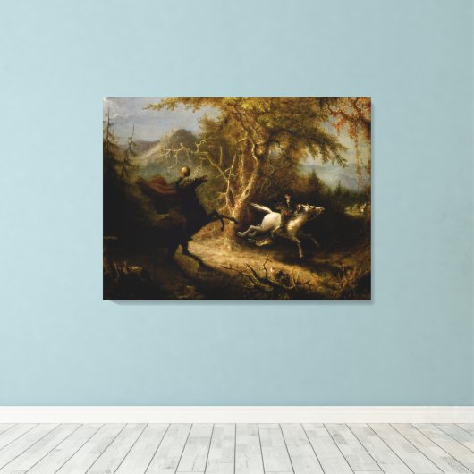 Legende van Headless Horseman Halloween Ghost Canvas Afdruk (Insitu (Houten vloer))