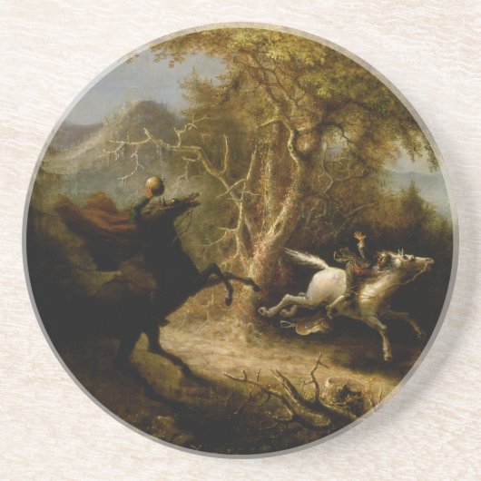 Legende van Headless Horseman Halloween Ghost Zandsteen Onderzetter (Voorkant)