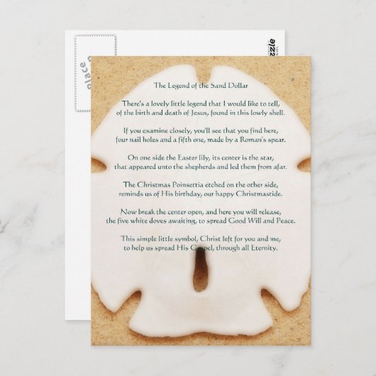 Legende van het Briefkaart van de zand-dollar (Voorkant / Achterkant)