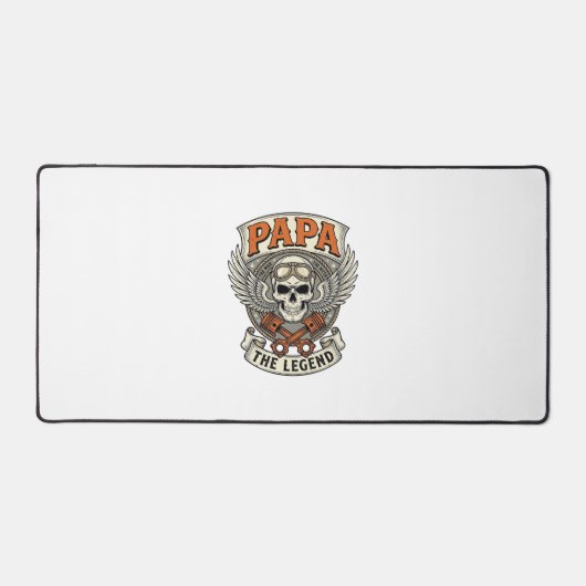 Legende van Vintage Papa Biker Schedel Bureaumat (Voorkant)