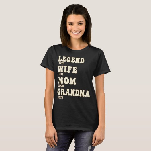 Legende Vrouw Moeder Oma Custom Years Groovy T-shirt (Voorkant volledig)