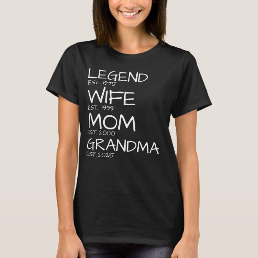 Legende Vrouw Moeder Oma Gepersonaliseerd Est. Jar T-shirt (Voorkant)
