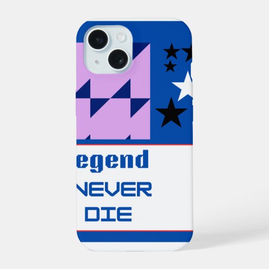 Legenden Sterven Nooit Geweldige Typografie Motiva iPhone 15 Case (Achterkant)