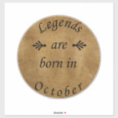 Legenden worden geboren in oktober verjaardag sticker (Vel)