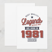 Legendes De Ware Worden Geboren In 1981 Kaart (Voorkant / Achterkant)