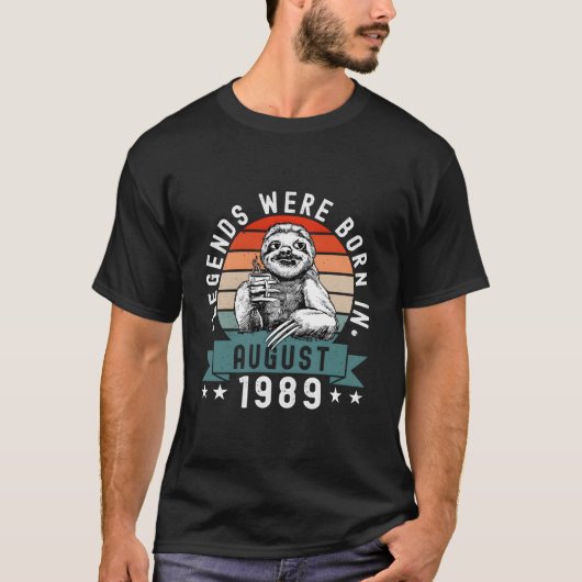 Legendes werden geboren in augustus 1989 Sloth T-shirt (Voorkant)