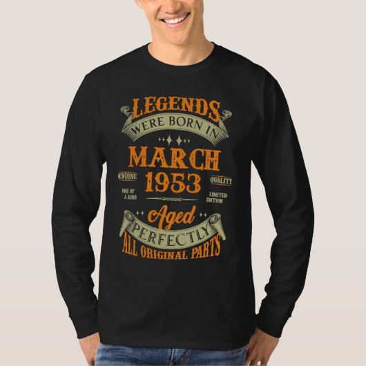 Legendes werden geboren in maart 1953 t-shirt (Voorkant)