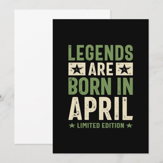 Legendes worden in april geboren - April Verjaarda Kaart (Voorkant / Achterkant)