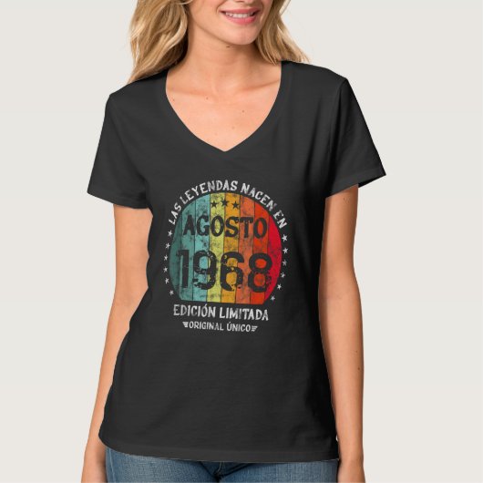 Legends Are Born In August 1968 Retro T-shirt (Voorkant)