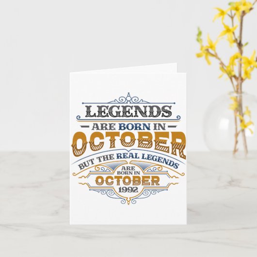 Legends Are Born In October 1992 Womens Birthday C Kaart (Gele Bloem)