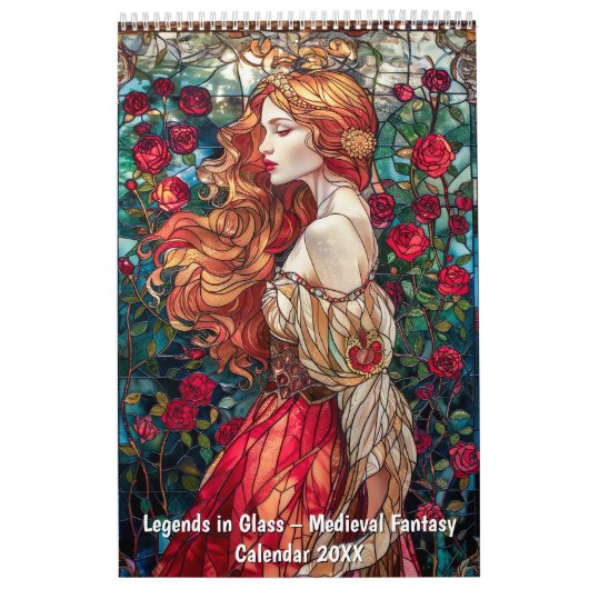 Legends in Glass – Medieval Fantasy Calendar 2026 Kalender (Hoes)